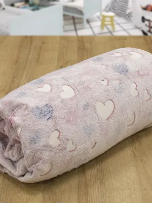 LINO ΚΟΥΒΕΡΤΑ FLEECE ΦΩΣΦΟΡΙΖΕ HERZ PINK 160X220