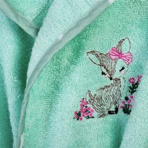 Μπουρνούζι Με Κέντημα kids Deer 199 Size: 02 Mint 100% Cotton
