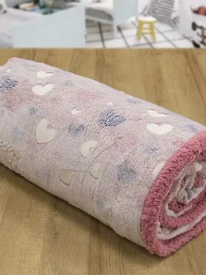 LINO ΚΟΥΒΕΡΤΑ FLEECE SHERPA ΦΩΣΦΟΡΙΖΕ HERZ PINK 160X220