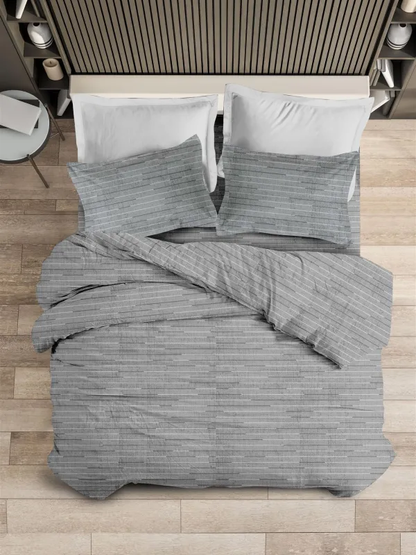 ΣΕΤ ΣΕΝΤ M FLAT LINES (GREY4)  2*170x260 50x70 FLANEL 100%COTTON