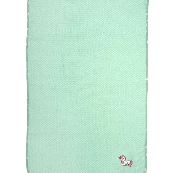 Κουβέρτα Πικέ Με Κέντημα bebe Unicorn 190 100X160 Mint 100% Cotton
