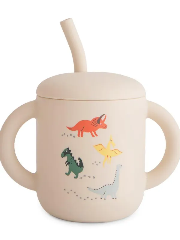 Προϊόν Ποτηράκι Σιλικόνης με Χερούλια και Καλαμάκι Dinosaurs - Mushie Εικόνα