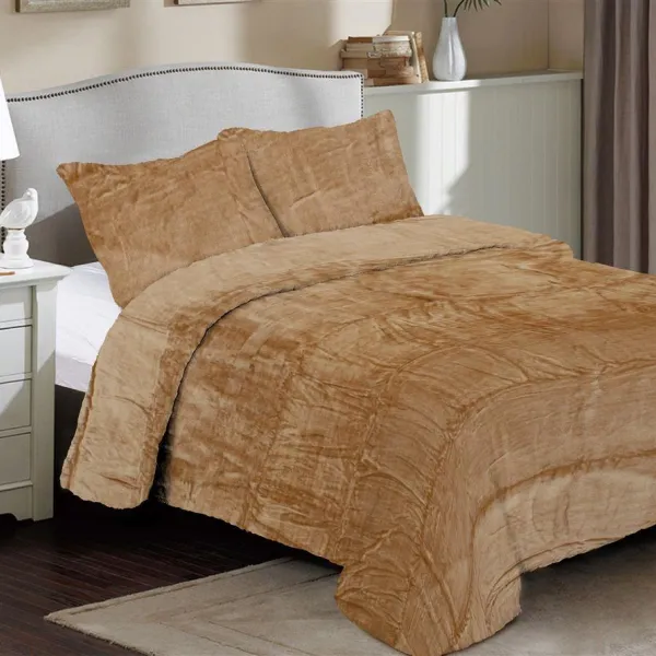 Κουβέρτα Coral Fleece Solid 02 160X220 Beige 100% Polyester