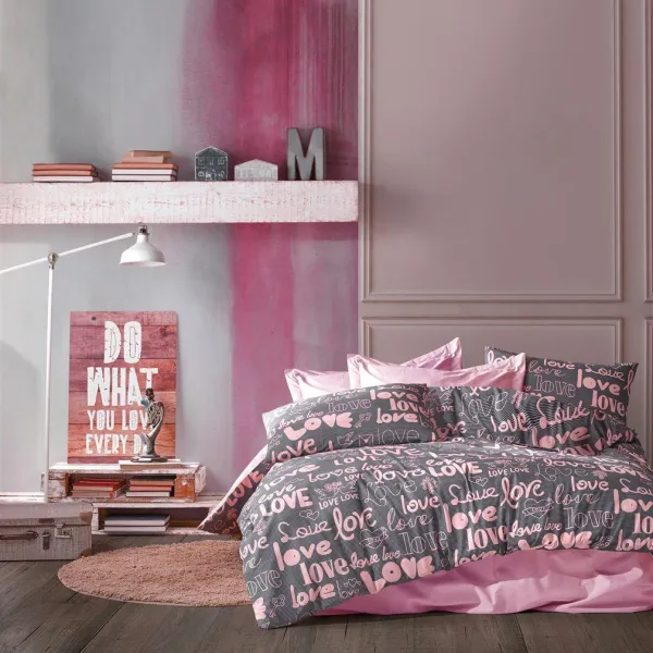 ΣΕΝΤΟΝΙΑ ΕΜΠΡΙΜΕ ΣΕΤ 4 τεμ Αγάπη 299 220X240 Grey-Lila 70/30 Cott/Pol