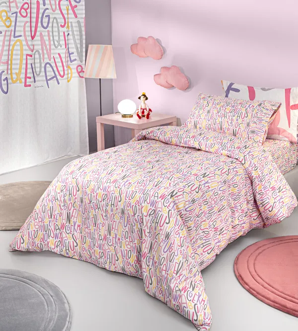 Προϊόν Σετ 3τμχ Παιδικά Σεντόνια Letters Pink  Εικόνα