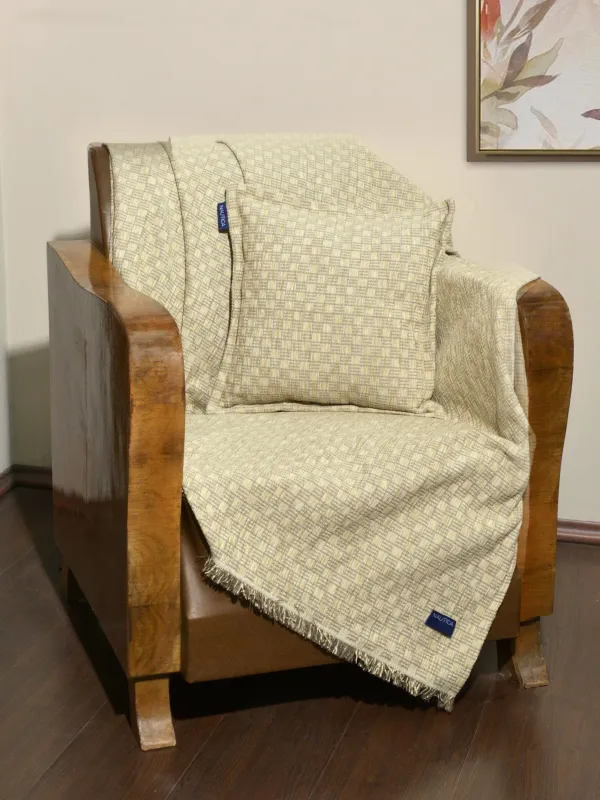 Ριχτάρι Διθέσιο 180x250 cm Σενίλ Μπεζ Καρρώ Design 1104