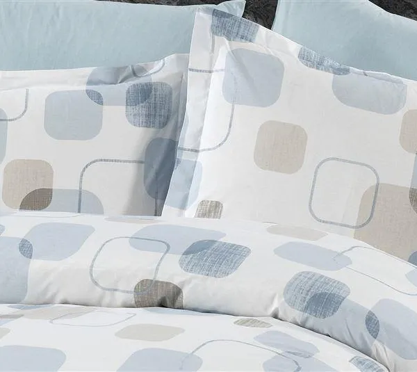 Μαξιλαροθήκη Εμπριμέ Μελίνα 707 50X70 White-Light Blue 100% Cotton