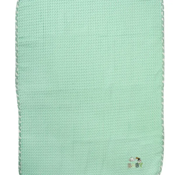 Κουβέρτα Πικέ Με Κέντημα bebe Stork 195 80X110 Mint 100% Cotton