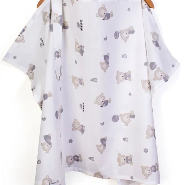 Ποδιά Θηλασμού bebe Bear's Nest 05 105x70 White-Grey 100% Cotton