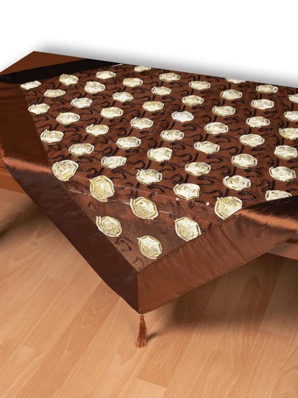 Τούλινο τραπεζοκαρέ 264-17 (130cm x 130cm) καφέ
