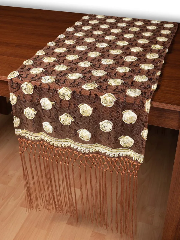 Τούλινη καρέ τραβέρσα 264-17 (50cm x 200cm) καφέ