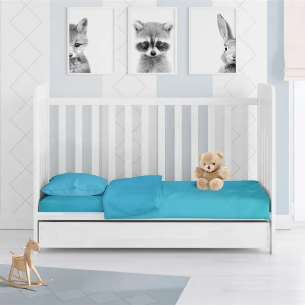 ΚΑΤΩΣΕΝΤΟΝΟ ΜΕ ΛΑΣΤΙΧΟ bebe Solid 493 0,70X1,40X0,15 Turquoise Cotton 100%