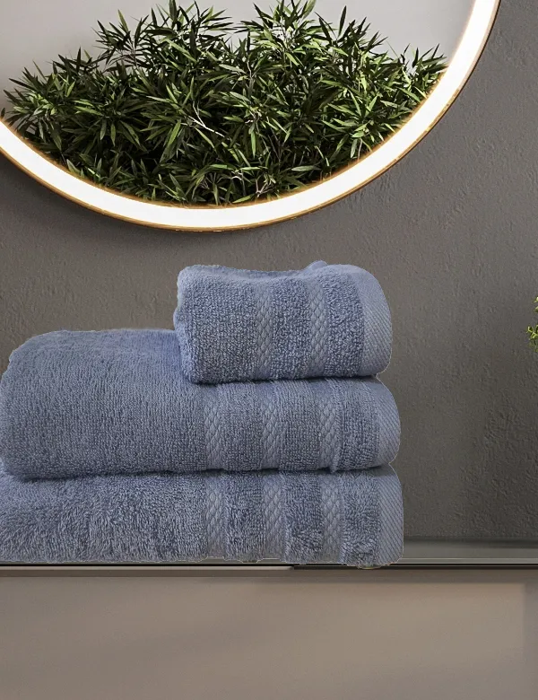 ΣΕΤ ΠΕΤΣΕΤΕΣ  DIOS1 BLUE 3ΤΕΜ 30x50cm 50x100cm 70x140cm 100% COTTON 450gsm