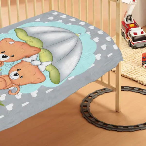 ΚΟΥΒΕΡΤΑ bebe Rainy Bears 07 110Χ140 Grey Βελουτέ polyester