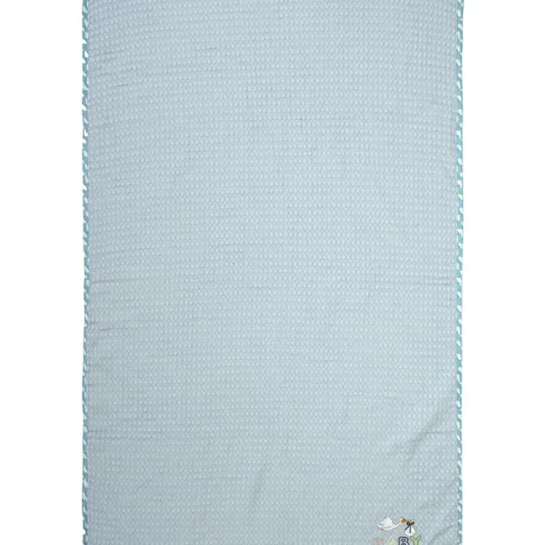 Κουβέρτα Πικέ Με Κέντημα bebe Stork 191 100X160 Sky Blue 100% Cotton