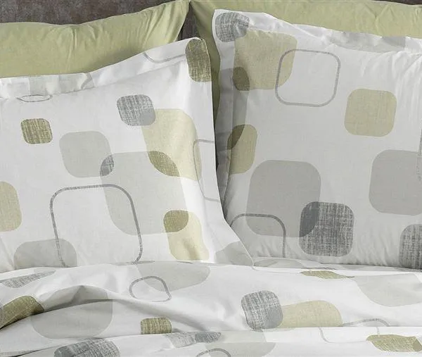 Μαξιλαροθήκη Εμπριμέ Μελίνα 708 50X70 White-Olive 100% Cotton