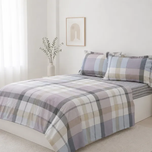 Σετ σεντόνια βαμβακερά 200TC (160cm x 200cm + 35cm) grid