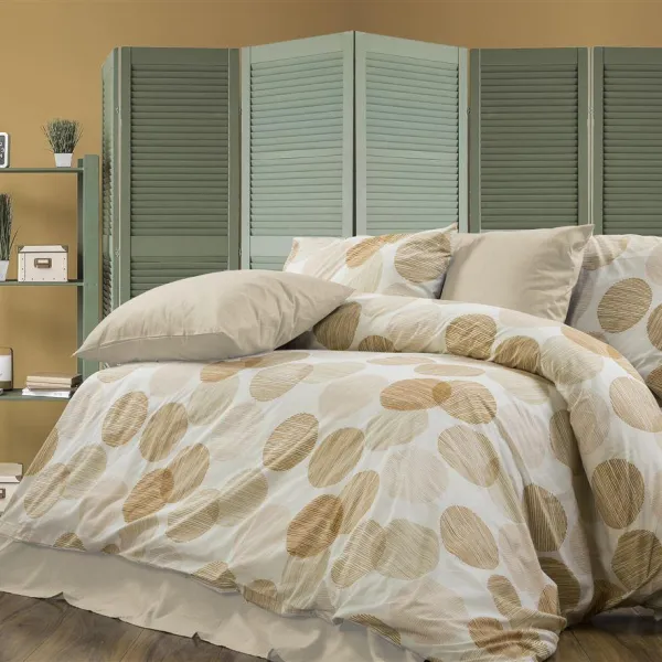 Σεντόνια Εμπριμέ Σετ 4 τεμ Κοραλία 465 220X240 Beige 70/30 Cott/Pol