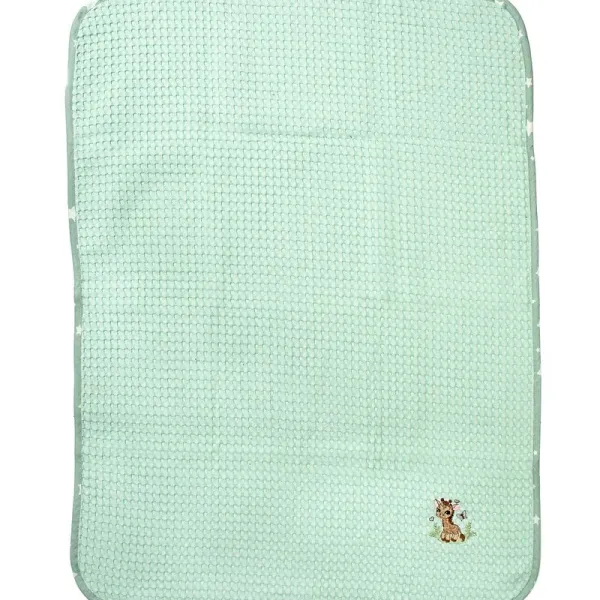 Κουβέρτα Πικέ Με Κέντημα bebe Giraffe 174 80X110 Mint 100% Cotton