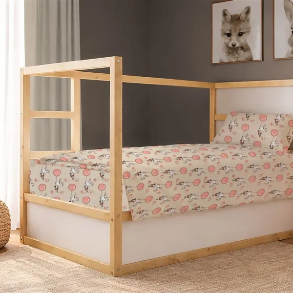 Παπλωματοθήκη Εμπριμέ kids Floating Bunny 714 160X240 Beige-Salmon 100% Cotton