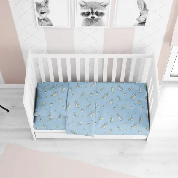 ΠΑΠΛΩΜΑΤΟΘΗΚΗ ΕΜΠΡΙΜΕ bebe Birds 14 120Χ160 Sky blue Flannel cotton 100%