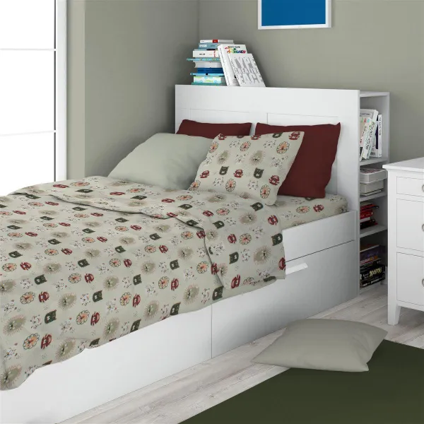 Σεντόνια Εμπριμέ Σετ 2 τεμ kids Big Cats 27 160X240 Light Olive 100% Cotton