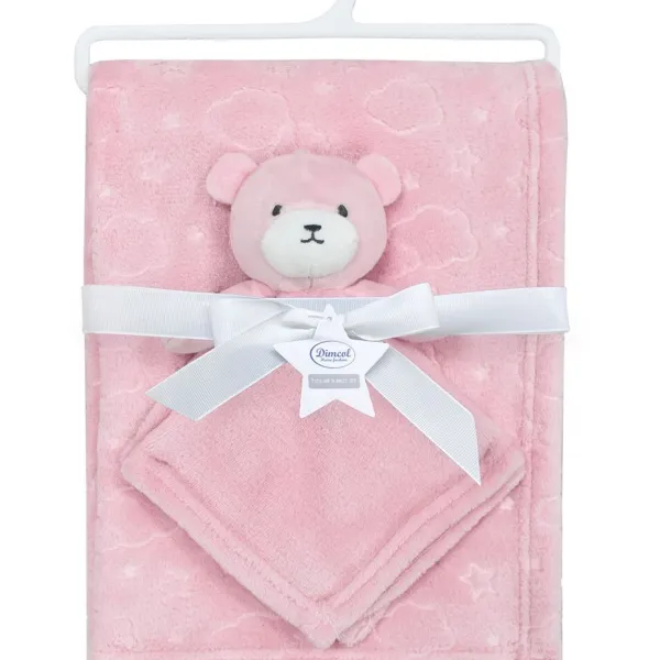 Νάνι-Πανάκι Παρηγοριάς bebe σετ 2 τεμ. Bear 08 33X33 & Κουβέρτα Coral Fleece 75X100 cm Pink 100% Polyester