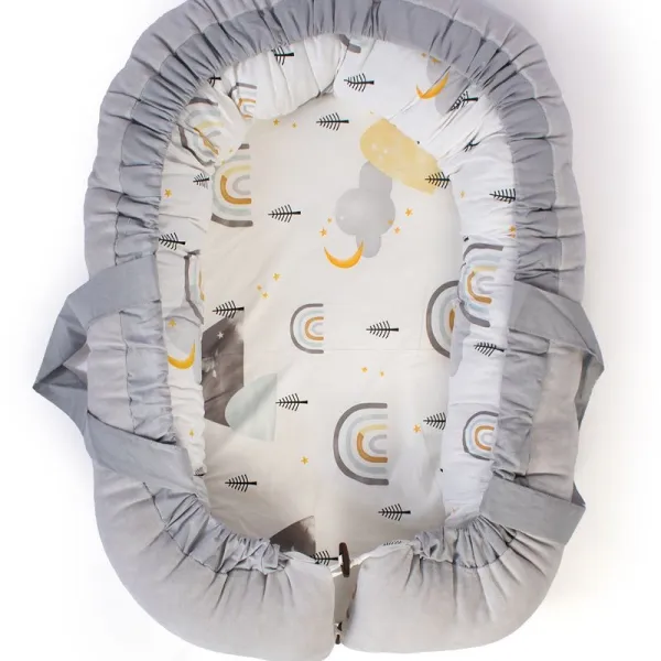 Φωλιά Ύπνου bebe Rainbow 01 85x60x15 White-Grey 100% Cotton