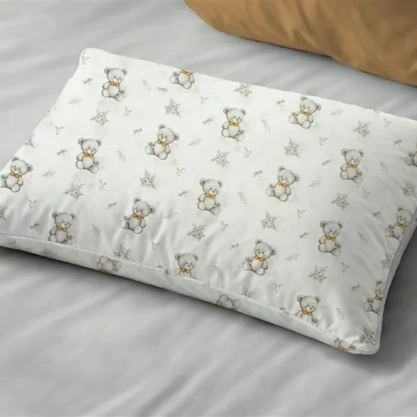 Μαξιλαροθήκη Εμπριμέ bebe Newborn Bear 717 35x45 White-Grey 100% Cotton