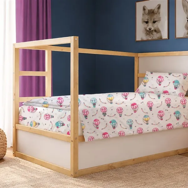 Παπλωματοθήκη Εμπριμέ kids The Floating Zoo 597 160X240 White-Pink 100% Cotton