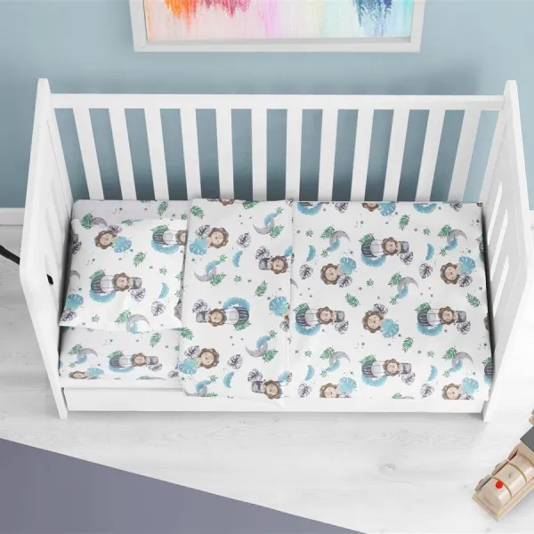 Κατωσέντονο Με Λάστιχο bebe Lion 533 0,70X1,40X0,15 Sky Blue 100% Cotton