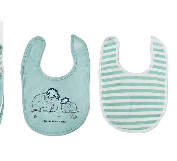 Σαλιάρα Interlock & Επένδυση Terry με Velcro bebe Σετ 5 Τεμ. Mammoth 26 30X20 Green 60/40 Cott/Pol
