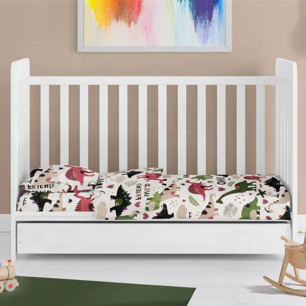 ΚΑΤΩΣΕΝΤΟΝΟ ΜΕ ΛΑΣΤΙΧΟ bebe Dinosaur 518 0,70X1,40X0,15 Multi-Colour 100% Cotton