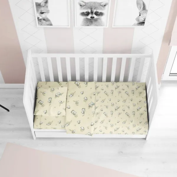ΚΑΤΩΣΕΝΤΟΝΟ ΜΕ ΛΑΣΤΙΧΟ bebe Birds 16 0,70X1,40X0,15 Ecru Flannel cotton 100%