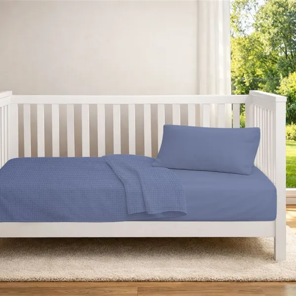 Κουβέρτα Πικέ bebe Μονόχρωμη 325 gr/m² 125x150 Classic Blue 100% Cotton