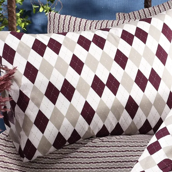 ΜΑΞΙΛΑΡΟΘΗΚΗ ΕΜΠΡΙΜΕ Diamond 326 50X70 Burgundy Flannel cotton 100%