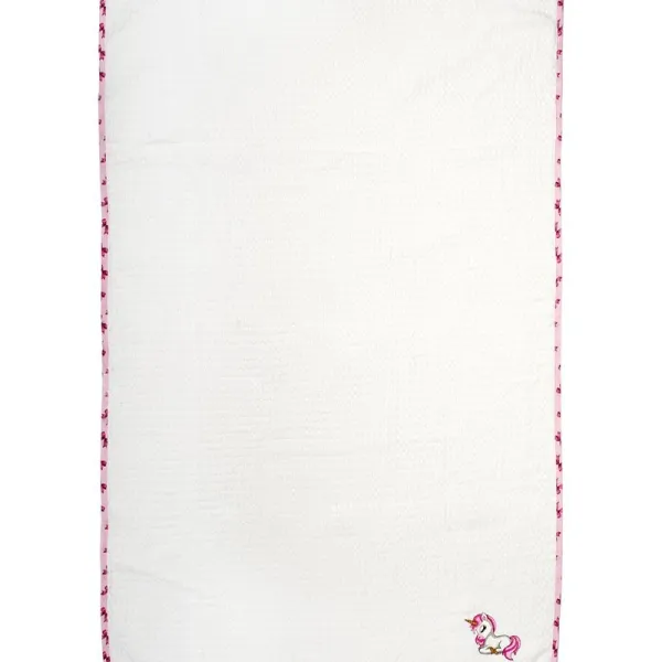 Κουβέρτα Πικέ Με Κέντημα bebe Unicorn 188 80X110 White-Pink 100% Cotton
