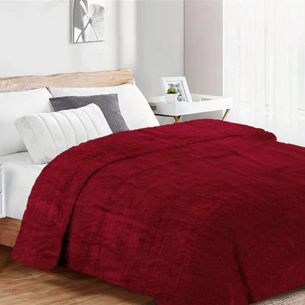 Κουβέρτα Coral Fleece Jacquard Brick 04 220X240 Bordeaux 100% Polyester