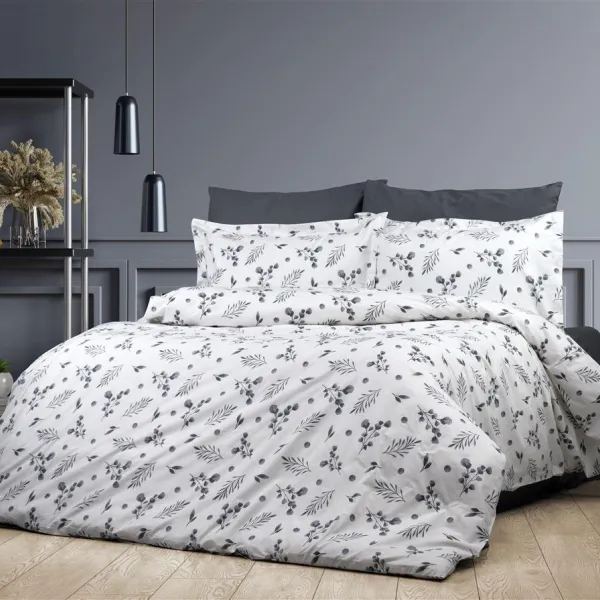 Σεντόνια Εμπριμέ Σετ 3 τεμ Μυρτώ 350 160X240 Grey 100% Cotton Flannel