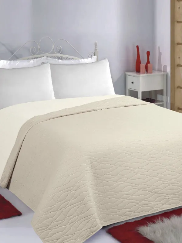 Προϊόν ΚΟΥΒΕΡΛΙ σετ (170cm x 220cm) WAVES beige/ivory Εικόνα