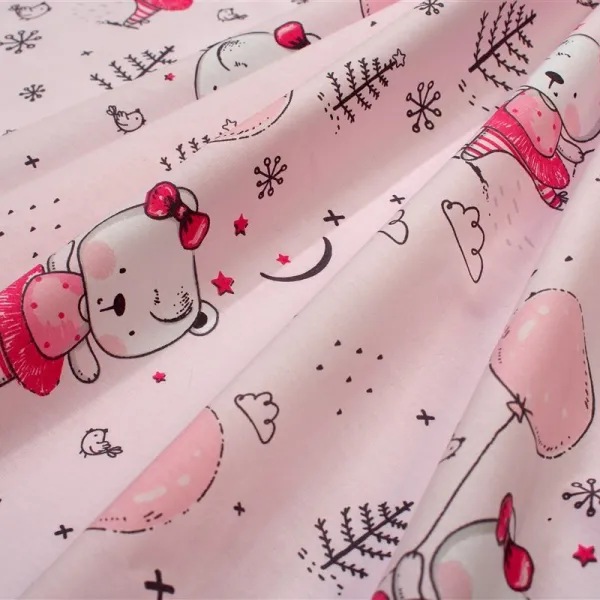 Σεντονάκι Λίκνου bebe Ballerina Bear 598 80X110 Pink 100% Cotton