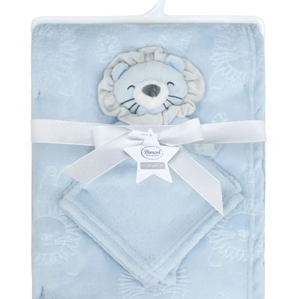 Νάνι-Πανάκι Παρηγοριάς bebe σετ 2 τεμ. Lion 09 33X33 & Κουβέρτα Coral Fleece 75X100 cm Sky Blue 100% Polyester