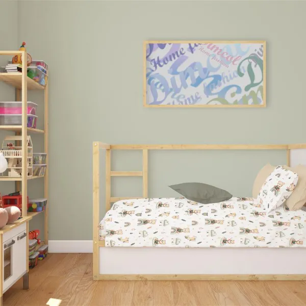 Κατωσέντονο Με Λάστιχο bebe Cloudy Bear 581 0,70X1,40X0,15 White-Olive 100% Cotton