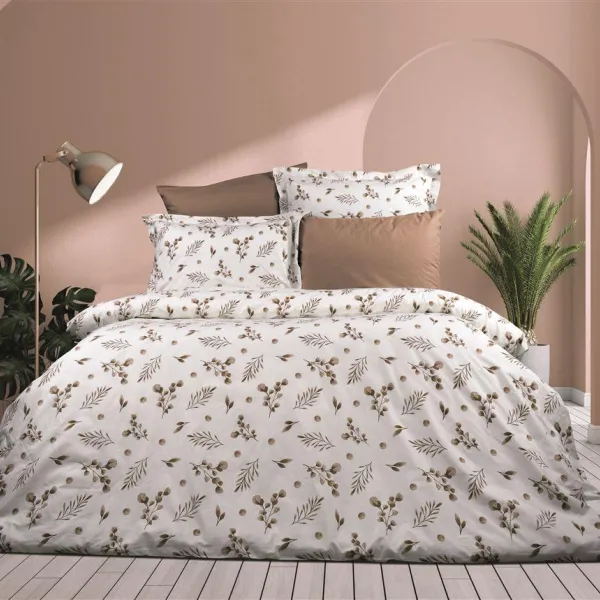 Σεντόνια Εμπριμέ Σετ 3 τεμ Μυρτώ 352 160X240 Beige 100% Cotton Flannel