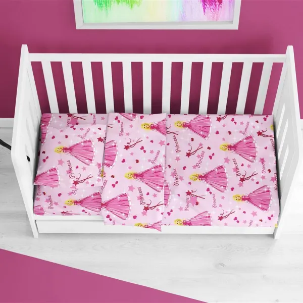 ΚΑΤΩΣΕΝΤΟΝΟ ΜΕ ΛΑΣΤΙΧΟ bebe Princess 392 0,70X1,40X0,15 Pink 70/30 Cott/Pol