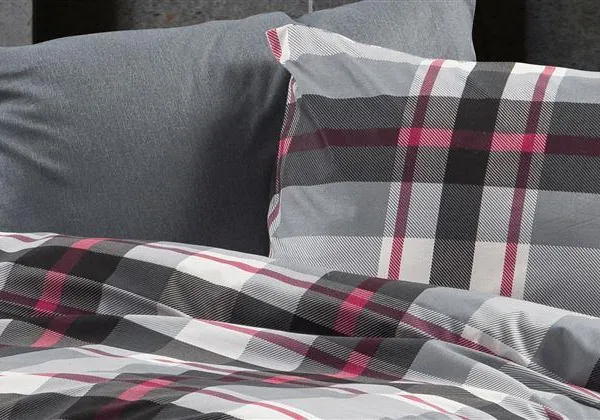 Μαξιλαροθήκη Εμπριμέ Εκάβη 424 50X70 Grey-Bordeaux 70/30 Cott/Pol