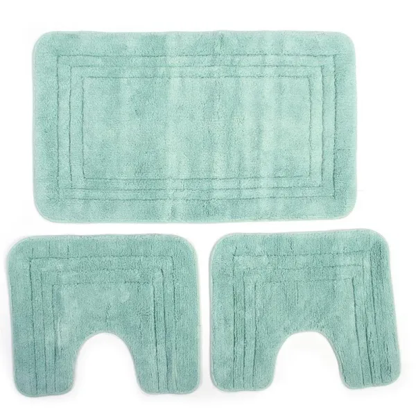 Πατάκι Μπάνιου Σετ 3 τεμ ZUCCHI 1τεμ 55X90, 2 τεμ 45X50 Light Aqua 100% Cotton