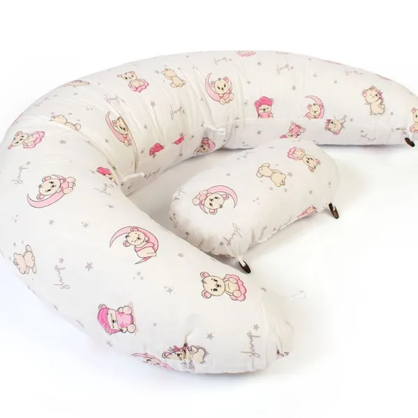 Μαξιλάρι Εγκυμοσύνης - Θηλασμού 2 σε 1 bebe Bear's Nest 04 155x35x20 White-Pink 100% Cotton