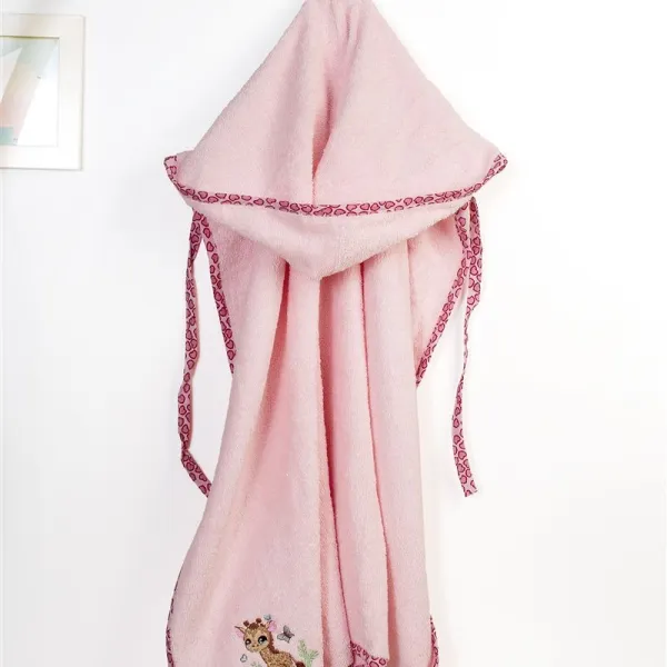 Κάπα Με Κέντημα bebe Giraffe 171 75X85 Pink 100% Cotton