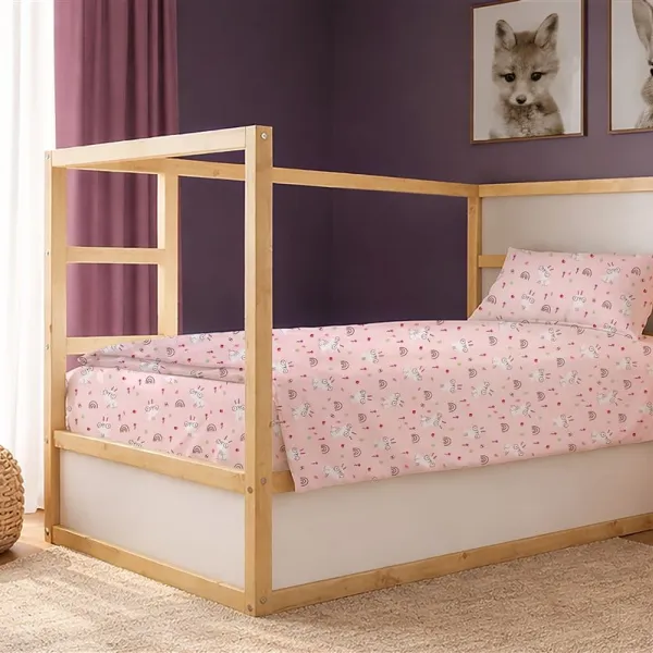 Παπλωματοθήκη Εμπριμέ kids Rabbit Garden 585 160X240 Pink 100% Cotton